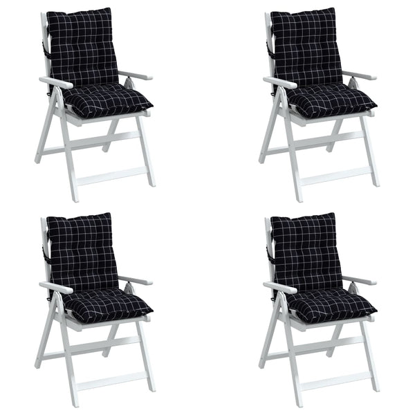 Niedriglehner Auflagen 4er Set - Schwarz Karomuster
