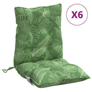 vidaXL Low Back Seat Cushions 6 pcs Leaf Pattern Oxford Fabric
