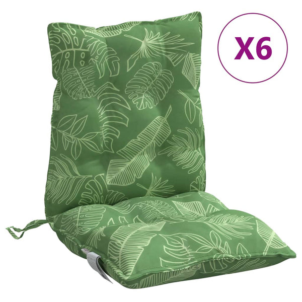vidaXL Low Back Seat Cushions 6 pcs Leaf Pattern Oxford Fabric