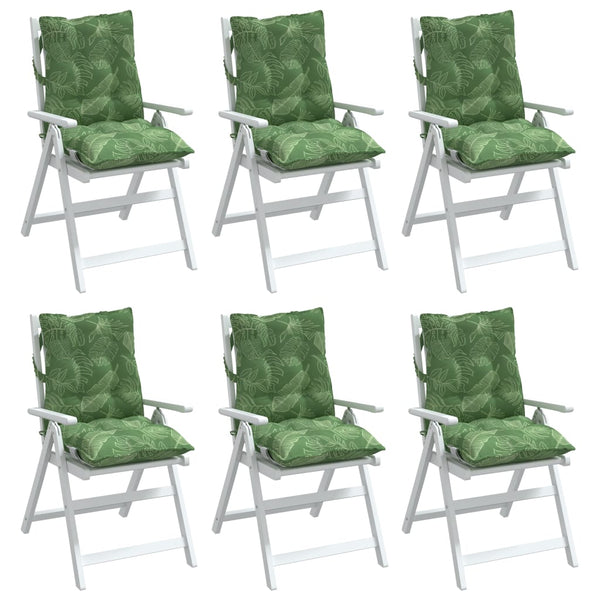 vidaXL Low Back Seat Cushions 6 pcs Leaf Pattern Oxford Fabric