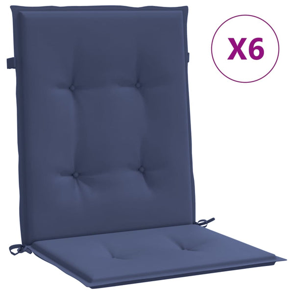Marineblaue Niedriglehner Auflagen, 6er-Set