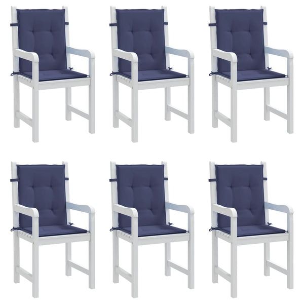 Marineblaue Niedriglehner Auflagen, 6er-Set