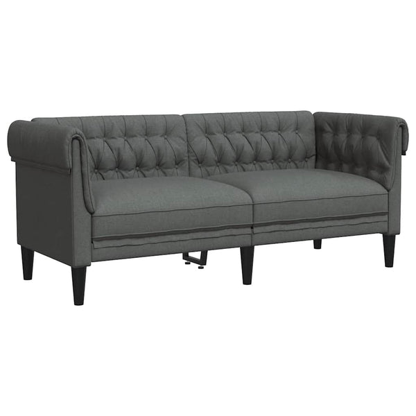 vidaXL Chesterfield 2-Seater Sofa Dark Grey Fabric