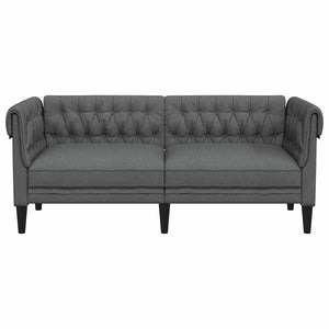 vidaXL Chesterfield 2-Seater Sofa Dark Grey Fabric