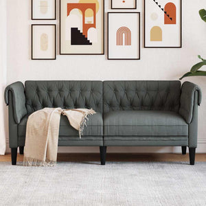 vidaXL Chesterfield 2-Seater Sofa Dark Grey Fabric