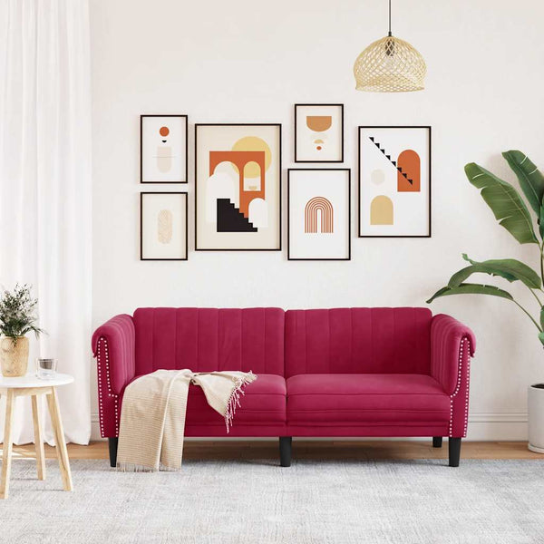 vidaXL 2-Seater Sofa Wine Red Velvet
