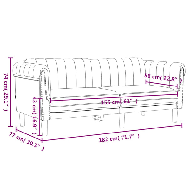 vidaXL 2-Seater Sofa Wine Red Velvet