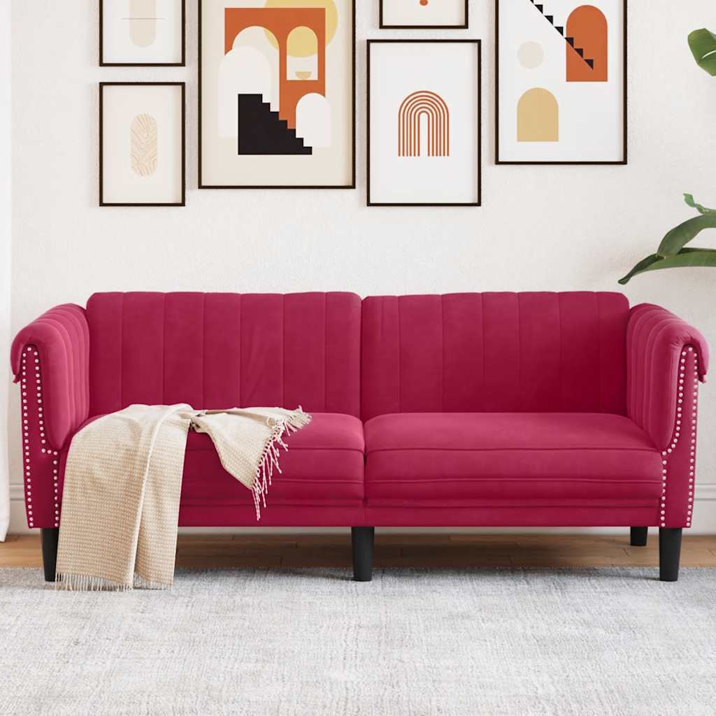 vidaXL 2-Seater Sofa Wine Red Velvet