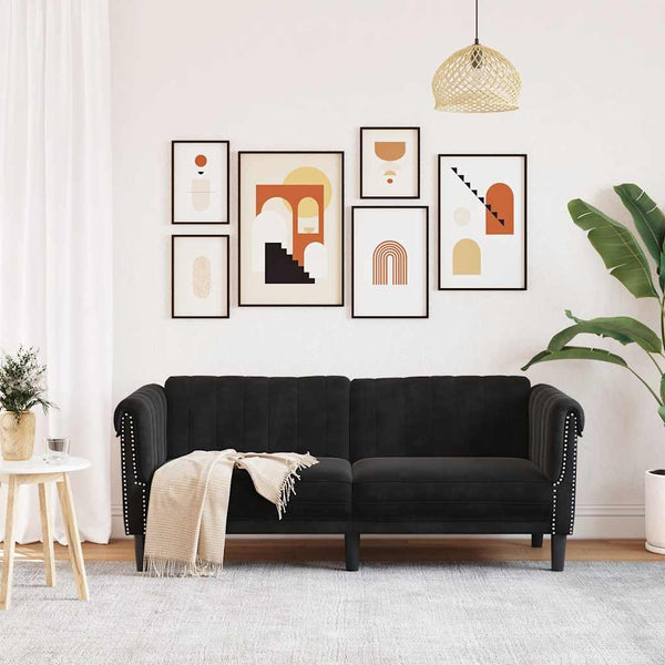 vidaXL 2-Seater Sofa Black Velvet