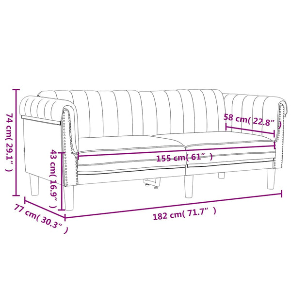 vidaXL 2-Seater Sofa Black Velvet