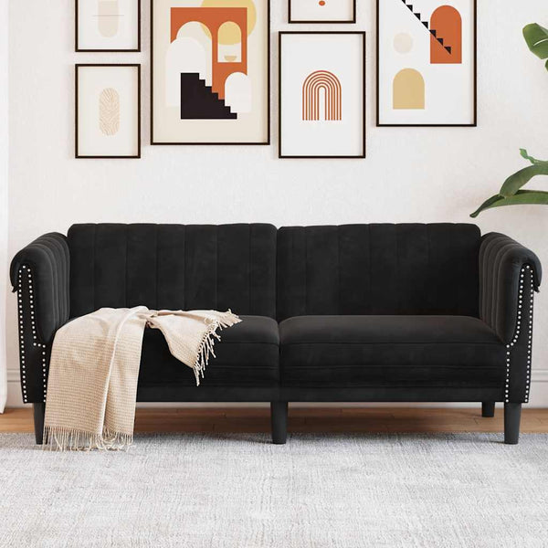 vidaXL 2-Seater Sofa Black Velvet