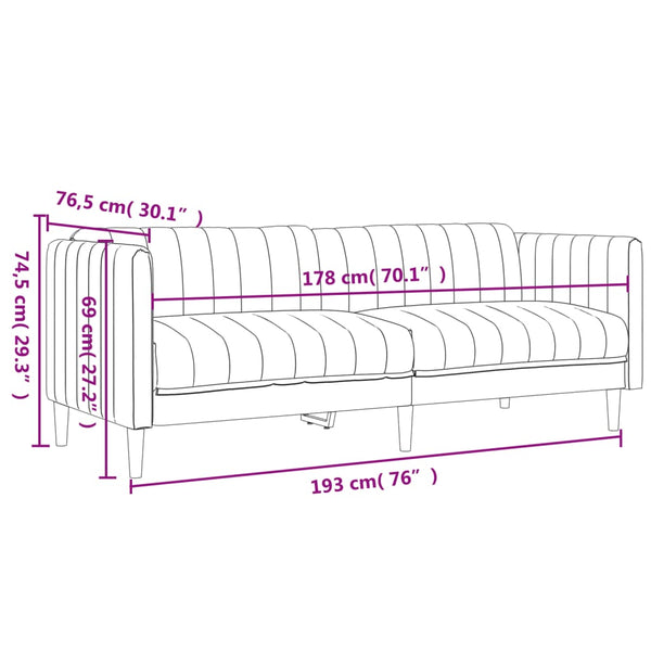 3-Sitzer Sofa Dunkelgrau Stoff