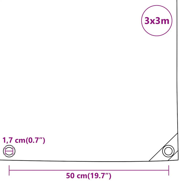 vidaXL Tarpaulin Anthracite 3x3 m 650 g/m²