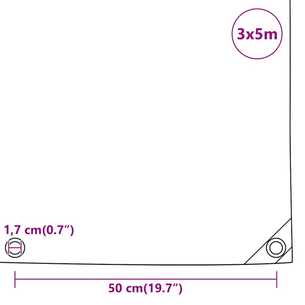 vidaXL Tarpaulin Anthracite 3x5 m 650 g/m²