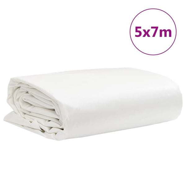 vidaXL Tarpaulin White 5x7 m 650 g/m²