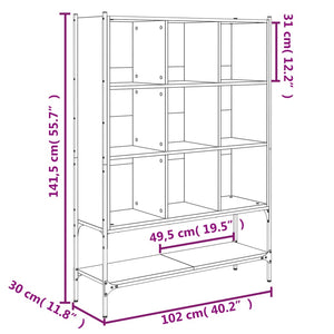 Schwarzes Bücherregal 102x30x141,5 cm