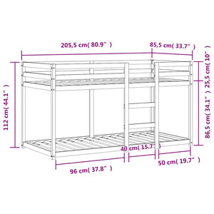 vidaXL Bunk Bed Waxed Brown 80x200 cm Solid Pine Wood