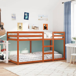 vidaXL Bunk Bed Waxed Brown 80x200 cm Solid Pine Wood