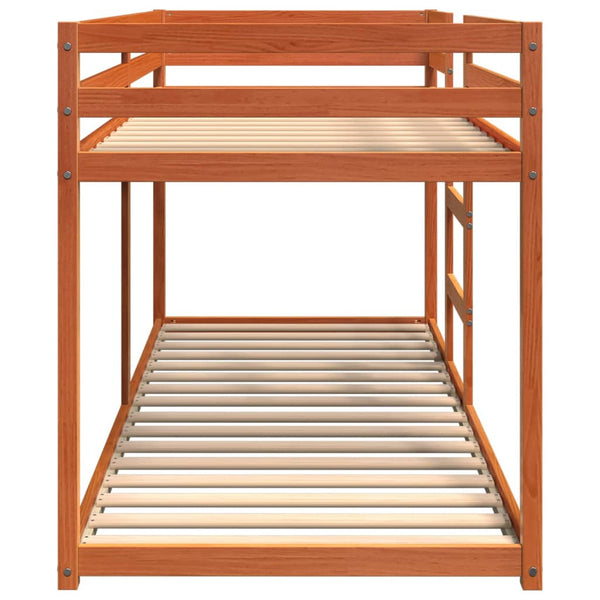 vidaXL Bunk Bed Wax Brown 75x190 cm Solid Pine Wood