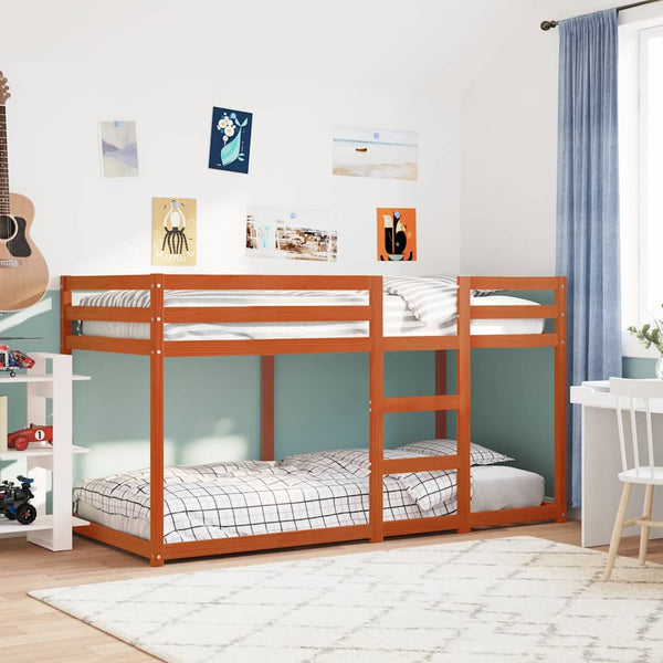 vidaXL Bunk Bed Wax Brown 75x190 cm Solid Pine Wood