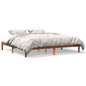 vidaXL Solid Wood Bed Frame without Mattress Waxed Brown 200x200 Pinewood