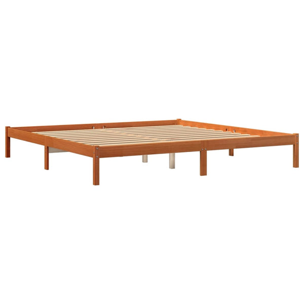 vidaXL Solid Wood Bed Frame without Mattress Waxed Brown 200x200 Pinewood