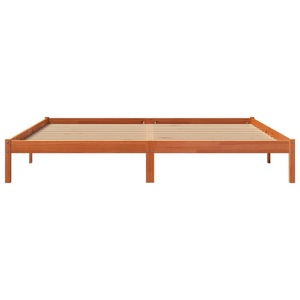 vidaXL Solid Wood Bed Frame without Mattress Waxed Brown 200x200 Pinewood