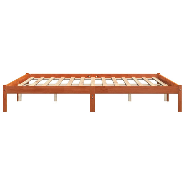 vidaXL Solid Wood Bed Frame without Mattress Waxed Brown 200x200 Pinewood