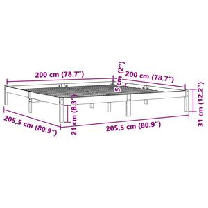 vidaXL Solid Wood Bed Frame without Mattress Waxed Brown 200x200 Pinewood
