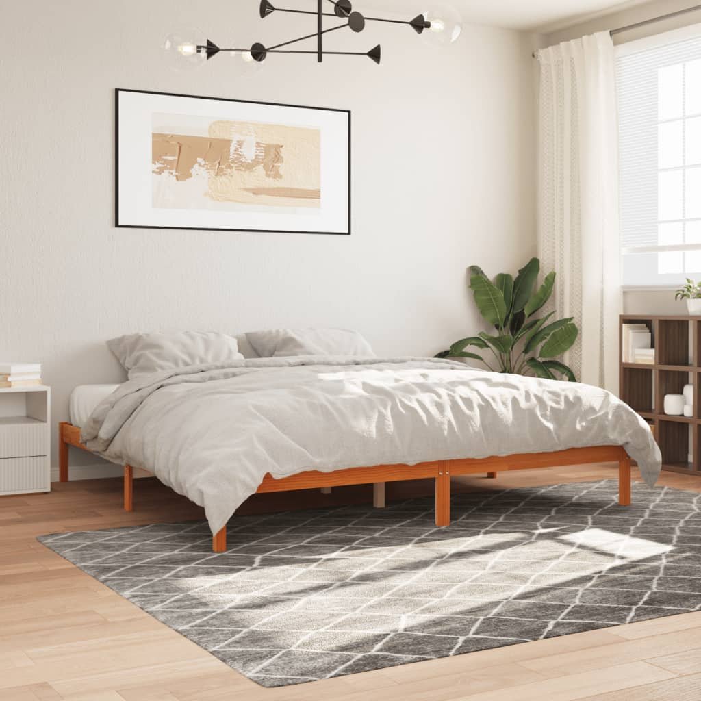 vidaXL Solid Wood Bed Frame without Mattress Waxed Brown 200x200 Pinewood