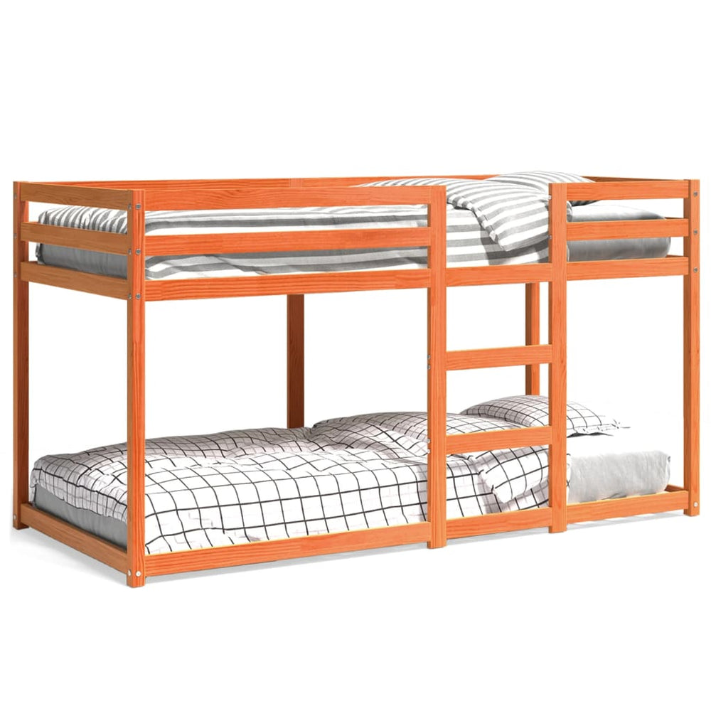 vidaXL Bunk Bed Wax Brown 90x200 cm Solid Pine Wood