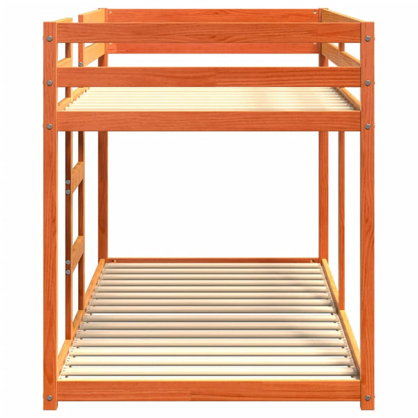 vidaXL Bunk Bed Wax Brown 90x200 cm Solid Pine Wood