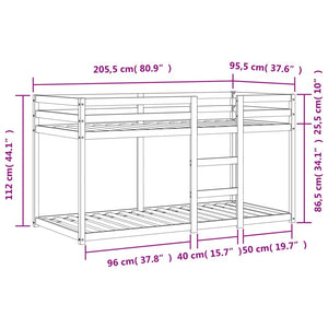 vidaXL Bunk Bed Wax Brown 90x200 cm Solid Pine Wood