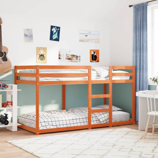 vidaXL Bunk Bed Wax Brown 90x200 cm Solid Pine Wood