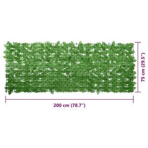 vidaXL Balcony Privacy Screen with Green Leaves 200x75 cm
