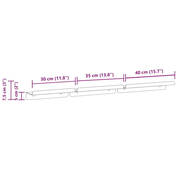 vidaXL Wall Shelves 3 pcs. Silver Stainless Steel