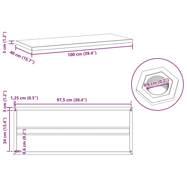 vidaXL Wall Shelves 2 pcs. 100x40 cm Silver Stainless Steel