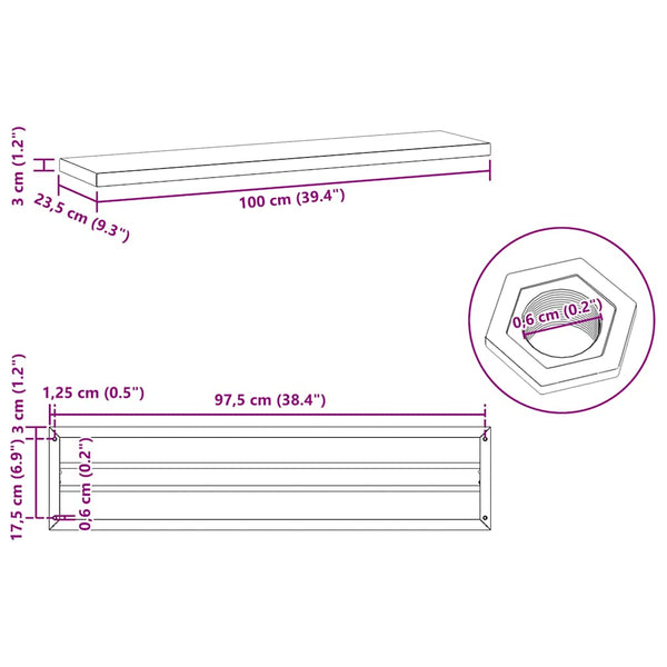 vidaXL Wall Shelves 2 pcs. 100x23.5 cm Silver Stainless Steel