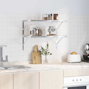 vidaXL Wall Shelves 2 pcs. 75x40 cm Silver Stainless Steel