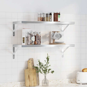 vidaXL Wall Shelves 2 pcs. 75x30 cm Silver Stainless Steel