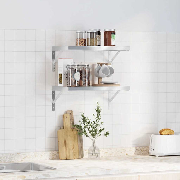 vidaXL Wall Shelves 2 pcs. 50x30 cm Silver Stainless Steel