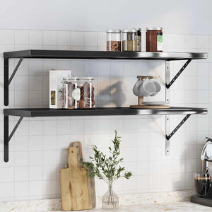 vidaXL Wall Shelves 2 pcs. 100x40 cm Black Stainless Steel
