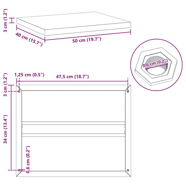 vidaXL Wall Shelves 2 pcs. 50x40 cm Black Stainless Steel