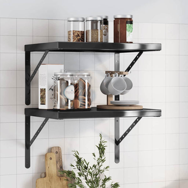 vidaXL Wall Shelves 2 pcs. 50x40 cm Black Stainless Steel