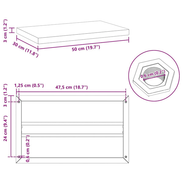 vidaXL Wall Shelves 2 pcs. 50x30 cm Black Stainless Steel