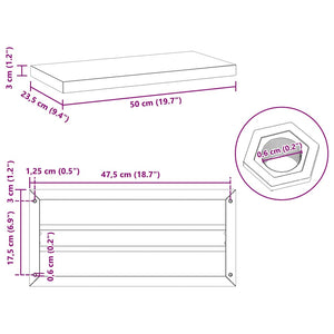 vidaXL Wall Shelves 2 pcs. 50x23.5 cm Black Stainless Steel