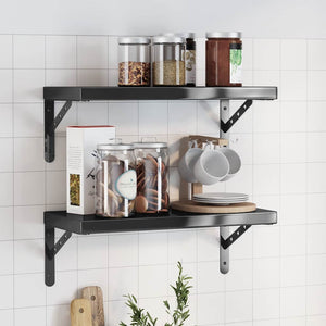 vidaXL Wall Shelves 2 pcs. 50x23.5 cm Black Stainless Steel