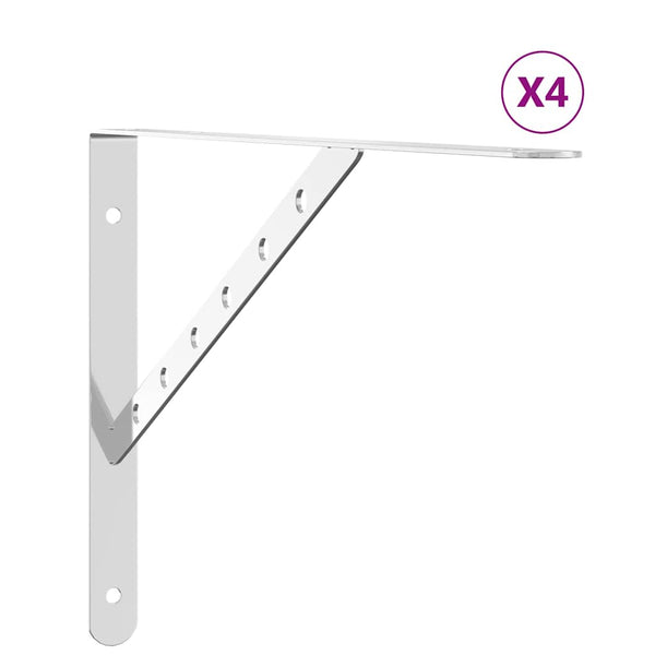 vidaXL Shelf Brackets 4 pcs. 40x2.5x25 cm Silver Stainless Steel