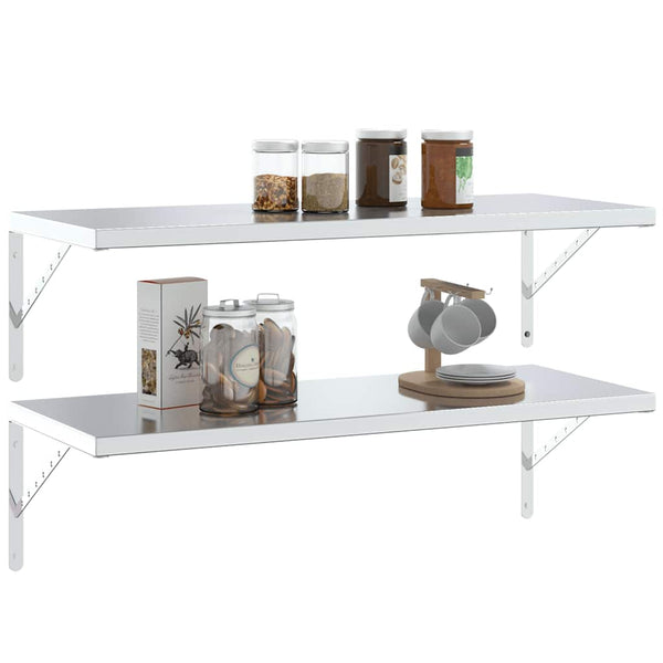 vidaXL Shelf Brackets 4 pcs. 40x2.5x25 cm Silver Stainless Steel