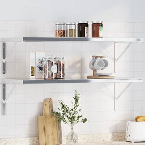 vidaXL Shelf Brackets 4 pcs. 40x2.5x25 cm Silver Stainless Steel